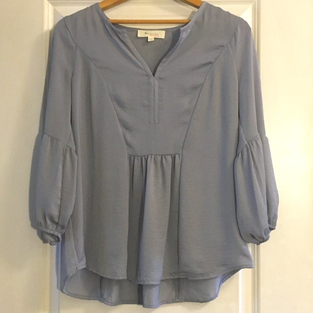 VINCE CAMUTO Lavender Ruffle Peplum Blouse XS Pastel Coquette Top